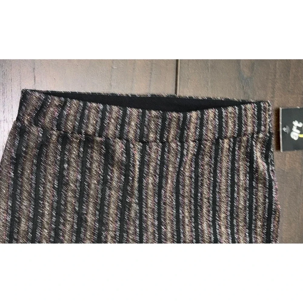 Kids Art Class 2 Piece Set Metallic Striped Bell Bottom Pants Top Sparkly L/XL